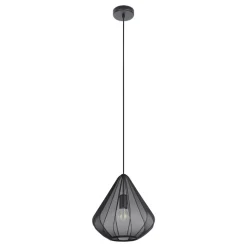 Eglo DOLWEN hanglamp staal zwart / textiel zwart H: 1100 mm | Ø 335 mm