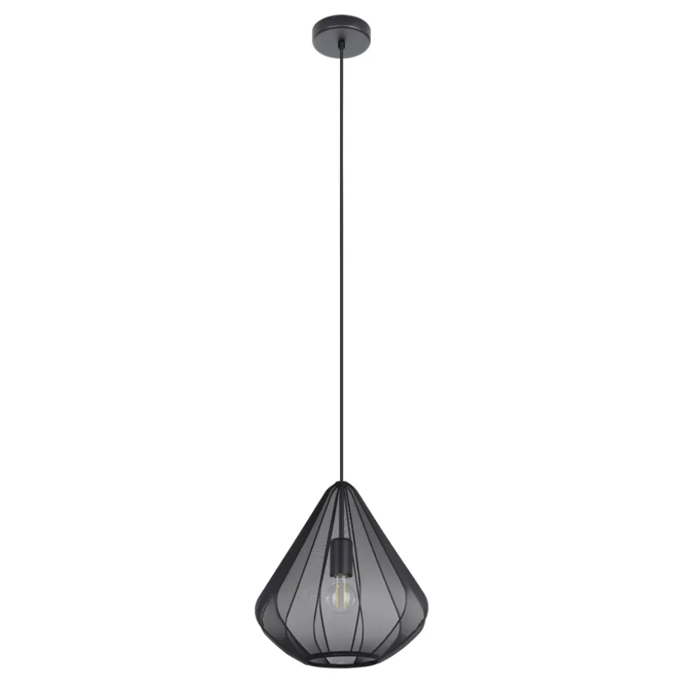 Eglo DOLWEN hanglamp staal zwart / textiel zwart H: 1100 mm | Ø 335 mm