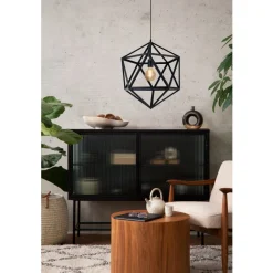 Eglo EMBLETON hanglamp staal zwart H: 1500 mm | Ø 460 mm