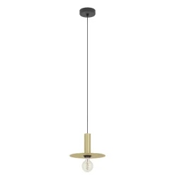 Eglo ESCANDELL hanglamp staal zwart, geborsteld messing H: 1100 mm | Ø 250 mm