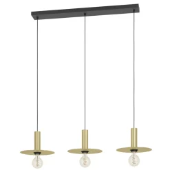 Eglo ESCANDELL hanglamp staal zwart, geborsteld messing H: 1100 mm