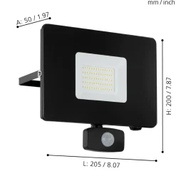 Eglo FAEDO 3 Wandlamp aluminium zwart / Glas helder H: 200 mm