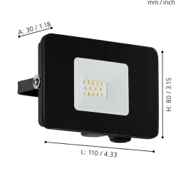 Eglo FAEDO 3 Wandlamp aluminium zwart / Glas helder H: 80 mm