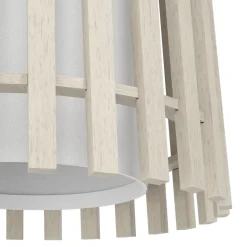 Eglo FATTORIA hanglamp staal zwart / hout, textiel natuur, wit H: 1100 mm