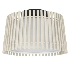 Eglo FATTORIA Plafondarmaturen staal zwart / hout, textiel natuur, wit H: 240 mm | Ø 380 mm