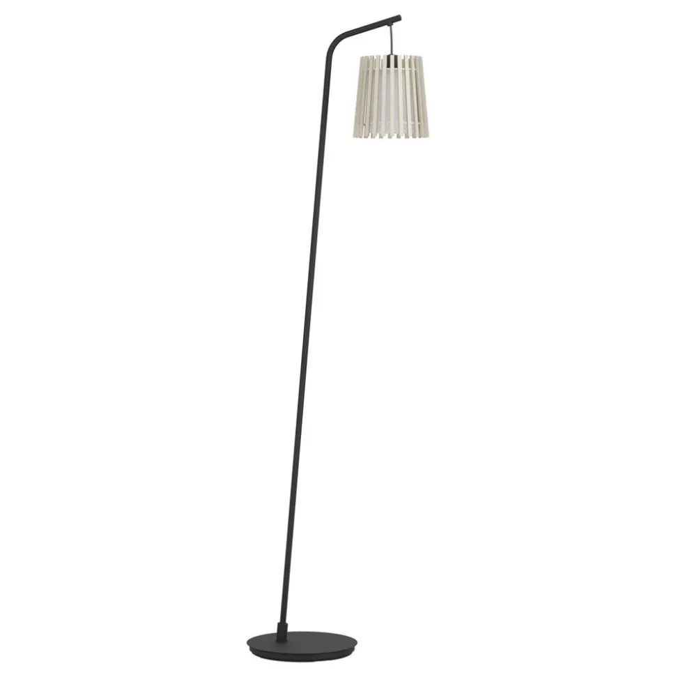 Eglo FATTORIA Staande lampen staal zwart / hout, textiel natuur, wit H: 1700 mm