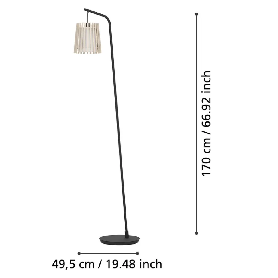 Eglo FATTORIA Staande lampen staal zwart / hout, textiel natuur, wit H: 1700 mm