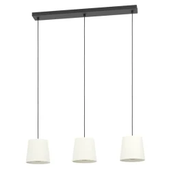 Eglo FEBRES hanglamp staal zwart / textiel wit H: 1100 mm