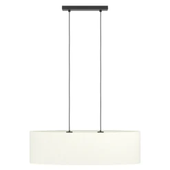 Eglo FEBRES hanglamp staal zwart / textiel wit H: 1100 mm