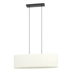 Eglo FEBRES hanglamp staal zwart / textiel wit H: 1100 mm