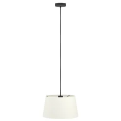 Eglo FEBRES hanglamp staal zwart / textiel wit H: 1100 mm | Ø 350 mm