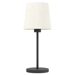 Eglo FEBRES Tafellampen staal zwart / textiel wit H: 440 mm | Ø 180 mm