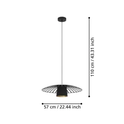 Eglo FELIXKIRK hanglamp staal zwart / staal zwart, goud H: 1100 mm | Ø 570 mm