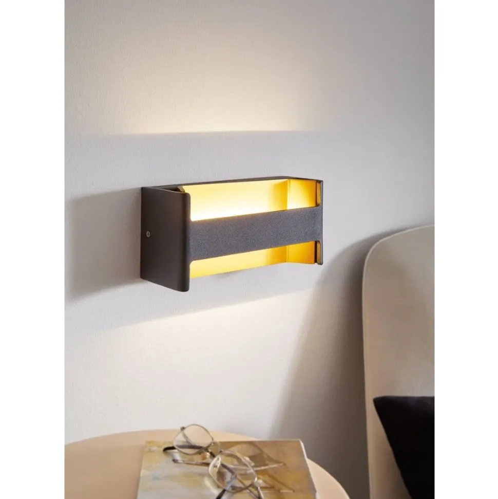Eglo FELONICHE Wandlamp aluminium zwart, goud / Kunststof transparant H: 100 mm