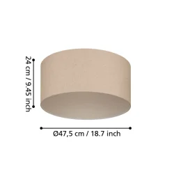 Eglo FENIGLIA Plafondarmaturen staal zwart / textiel, linnen natuur H: 240 mm | Ø 475 mm