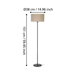 Eglo FENIGLIA Staande lampen staal zwart / textiel, linnen natuur H: 1510 mm | Ø 380 mm