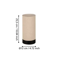 Eglo FENIGLIA Tafellampen staal zwart / textiel, linnen natuur H: 255 mm | Ø 120 mm