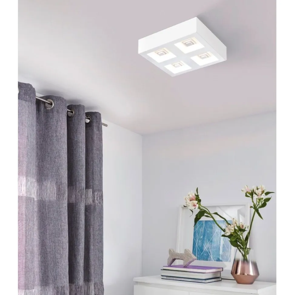 Eglo FERREROS Wand-/plafondlamp staal wit / Kunststof wit H: 60 mm