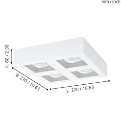 Eglo FERREROS Wand-/plafondlamp staal wit / Kunststof wit H: 60 mm