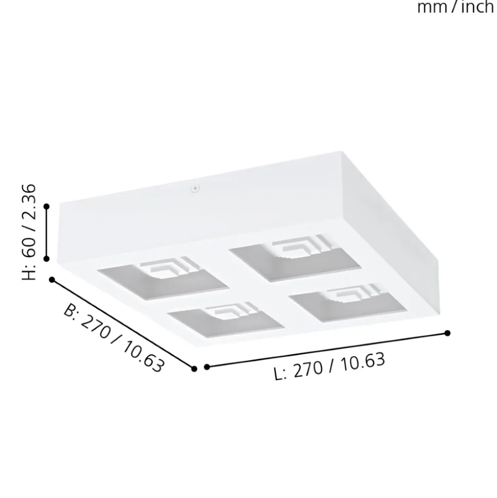 Eglo FERREROS Wand-/plafondlamp staal wit / Kunststof wit H: 60 mm