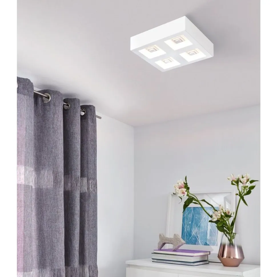 Eglo FERREROS Wand-/plafondlamp staal wit / Kunststof wit H: 60 mm