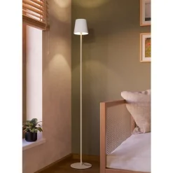 Eglo FIORANA Staande lampen staal zandkleuren / textiel wit H: 1405 mm | Ø 150 mm