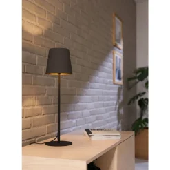 Eglo FIORANA Tafellampen staal zwart / textiel cappucino, goud H: 530 mm | Ø 150 mm