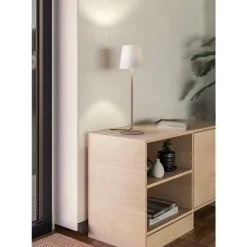 Eglo FIORANA Tafellampen staal zandkleuren / textiel wit H: 530 mm | Ø 150 mm