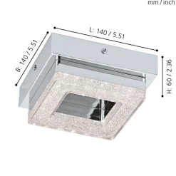 Eglo FRADELO Wand-/plafondlamp staal chroom / kunststof, kristal chroom, helder H: 60 mm