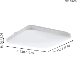 Eglo FRANIA Wand-/plafondlamp staal wit / Kunststof wit H: 70 mm