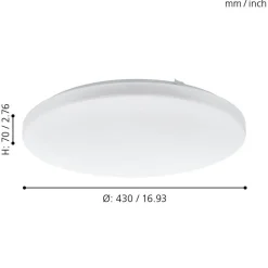Eglo FRANIA Wand-/plafondlamp staal wit / Kunststof wit H: 70 mm | Ø 430 mm