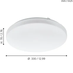 Eglo FRANIA Wand-/plafondlamp staal wit / Kunststof wit H: 70 mm | Ø 330 mm
