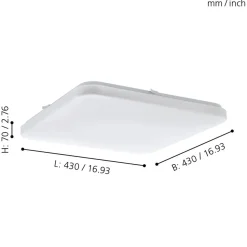 Eglo FRANIA Wand-/plafondlamp staal wit / Kunststof wit H: 70 mm