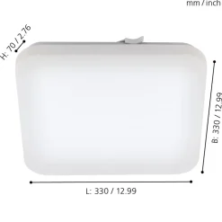 Eglo FRANIA Wand-/plafondlamp staal wit / Kunststof wit H: 70 mm
