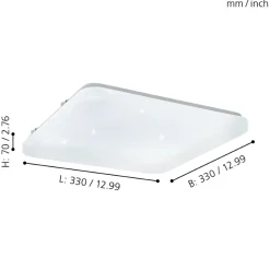 Eglo FRANIA-S Wand-/plafondlamp staal wit / kunststof met kristaleffect wit H: 70 mm