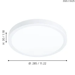 Eglo FUEVA 5 opbouwarmatuur staal wit / Kunststof wit H: 28 mm | Ø 285 mm