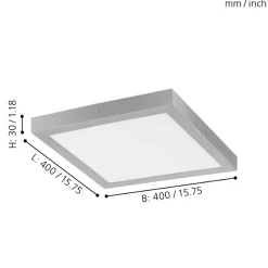 Eglo FUEVA 1 opbouwarmatuur aluminium zilver / Kunststof wit H: 30 mm