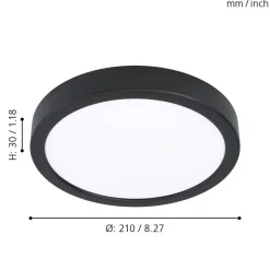 Eglo FUEVA 5 opbouwarmatuur staal zwart / Kunststof wit H: 28 mm | Ø 210 mm