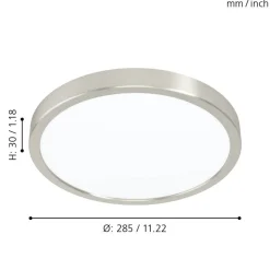 Eglo FUEVA 5 opbouwarmatuur staal nikkel-mat / Kunststof wit H: 28 mm | Ø 285 mm