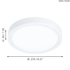 Eglo FUEVA 5 opbouwarmatuur staal wit / Kunststof wit H: 28 mm | Ø 210 mm