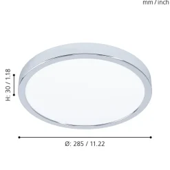 Eglo FUEVA 5 opbouwarmatuur staal chroom / Kunststof wit H: 28 mm | Ø 285 mm