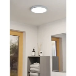 Eglo FUEVA 5 opbouwarmatuur staal chroom / Kunststof wit H: 28 mm | Ø 285 mm