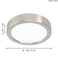 Eglo FUEVA 5 opbouwarmatuur staal nikkel-mat / Kunststof wit H: 28 mm | Ø 160 mm
