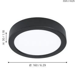 Eglo FUEVA 5 opbouwarmatuur staal zwart / Kunststof wit H: 28 mm | Ø 160 mm