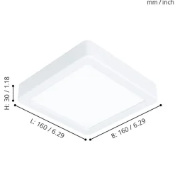 Eglo FUEVA 5 opbouwarmatuur staal wit / Kunststof wit H: 28 mm