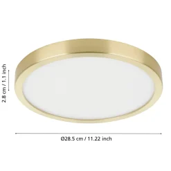 Eglo FUEVA 5 opbouwarmatuur staal geelkoper-geborsteld / Kunststof wit H: 28 mm | Ø 285 mm