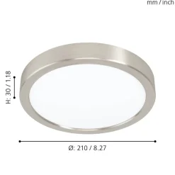 Eglo FUEVA 5 opbouwarmatuur staal nikkel-mat / Kunststof wit H: 28 mm | Ø 210 mm