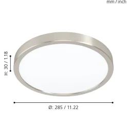 Eglo FUEVA 5 opbouwarmatuur staal nikkel-mat / Kunststof wit H: 28 mm | Ø 285 mm