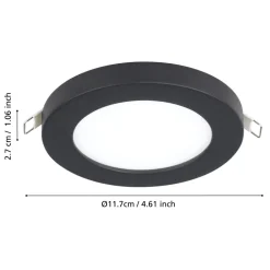 Eglo FUEVA FLEX inbouwarmatuur aluminium zwart / Kunststof wit H: 2 mm | Ø 117 mm