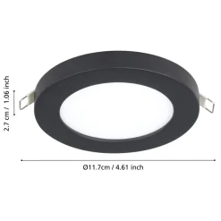 Eglo FUEVA FLEX inbouwarmatuur aluminium zwart / Kunststof wit H: 2 mm | Ø 117 mm